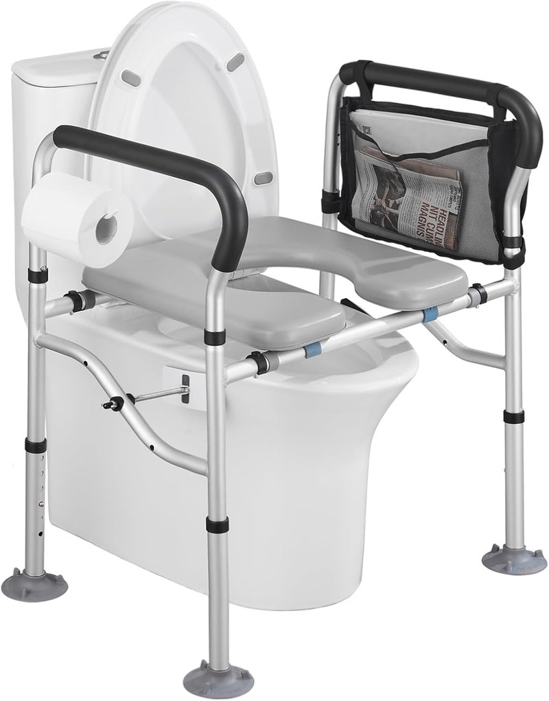 KSITEX Raised Toilet Seat 400lbs, Toilet Seat Risers for Seniors, Handicap Elevated Toilet Seat with Handles & Padded Seat, Commode Chair with Adjustable Height & Width, for Elderly, Pregnant, Fit Any Toilet - Image 1